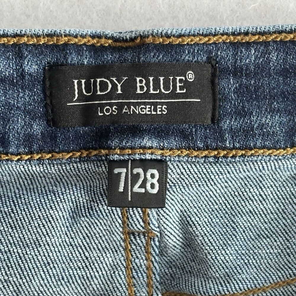 JUDY BLUE Blue Boyfriend Fit Skinny Jeans High Rise Distressed - Picture 10 of 11